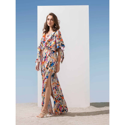MANDIRA WIRK Geometric Kaftan with Cowl Neckline