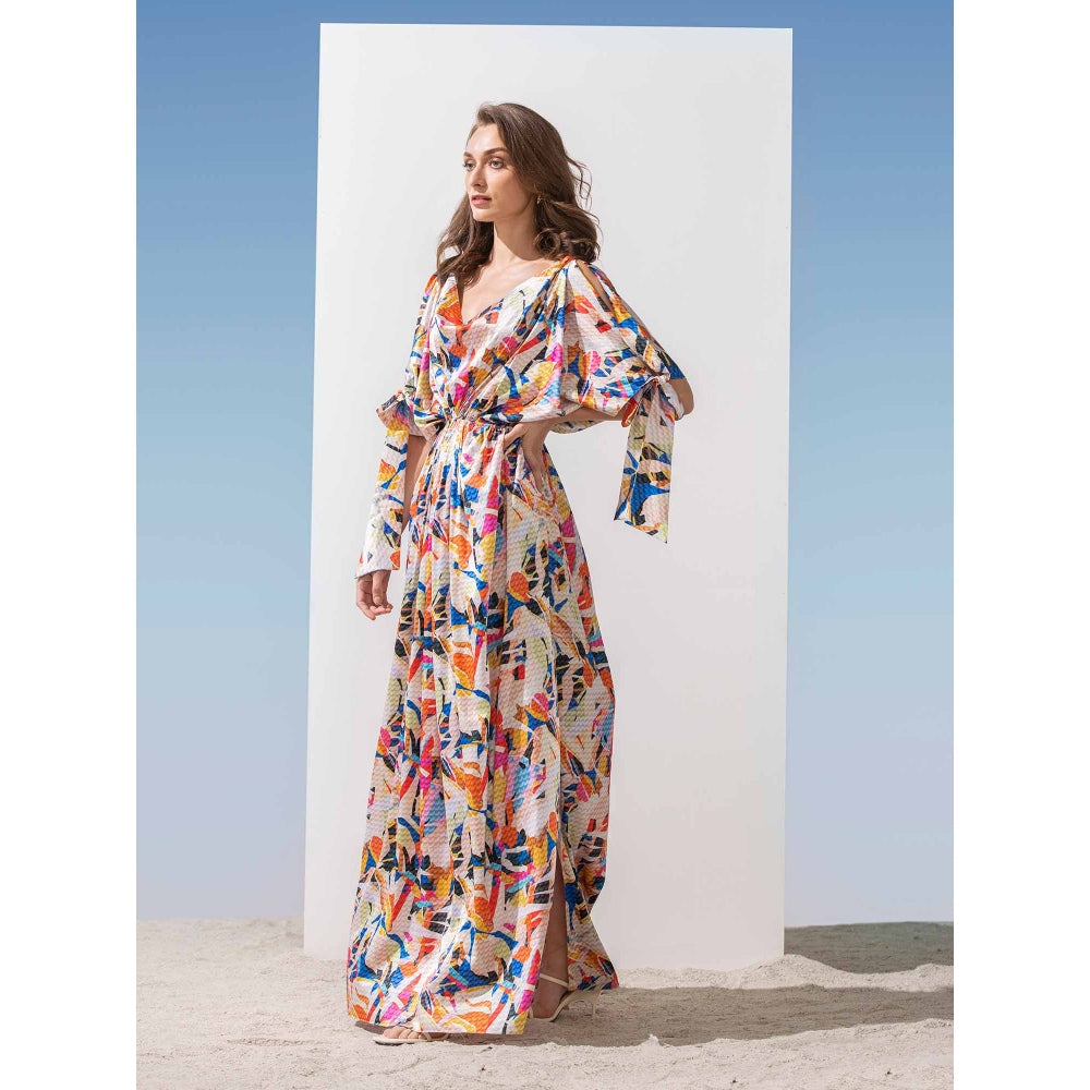 MANDIRA WIRK Geometric Kaftan with Cowl Neckline