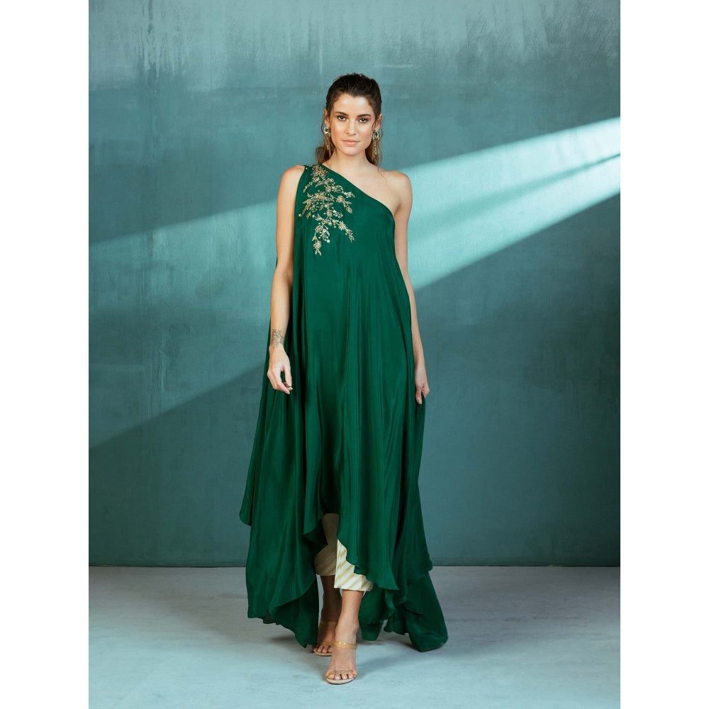 MANDIRA WIRK Emerald Green Cape Kaftan (Set of 2)
