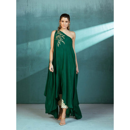 MANDIRA WIRK Emerald Green Cape Kaftan (Set of 2)