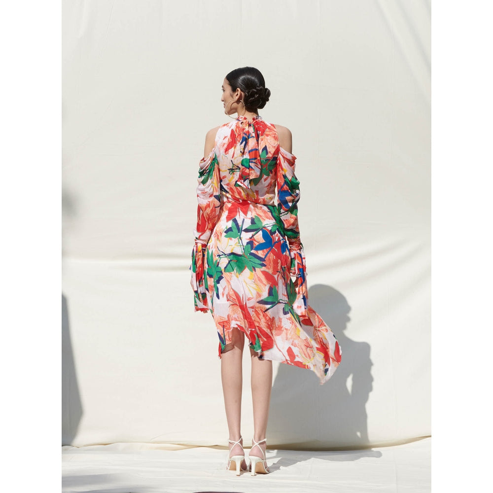 Mandira Wirk Multi-Color Printed Chiffon Dress
