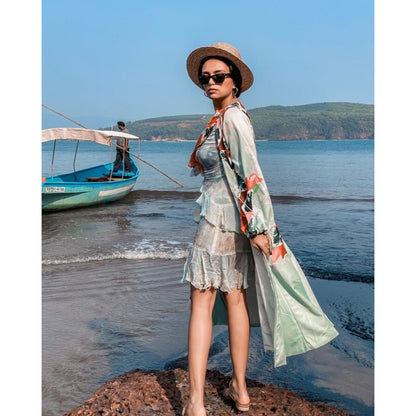 Mandira Wirk Multi-Color Printed Crepe Jacket With Palazzo (Set Of 2)