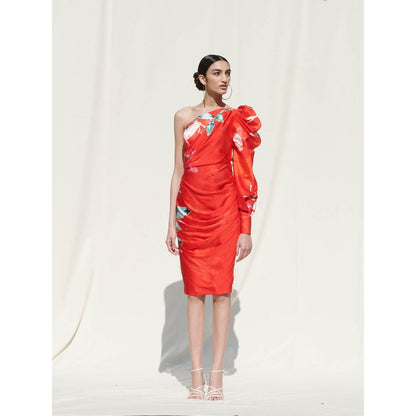 Mandira Wirk Red Printed Crepe Dress