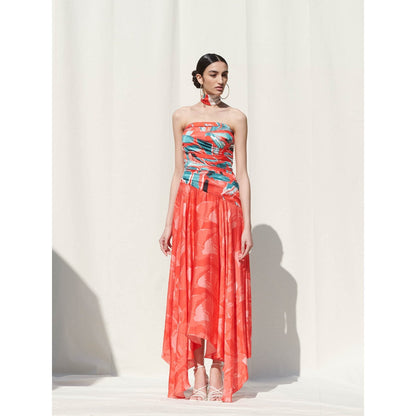 Mandira Wirk Red Printed Crepe Dress