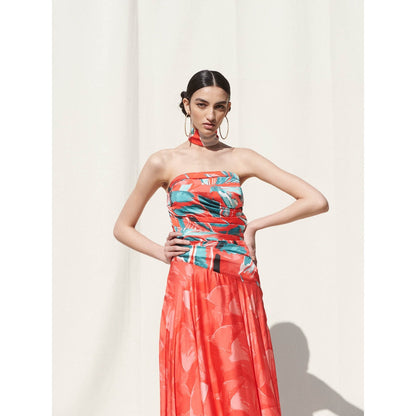 Mandira Wirk Red Printed Crepe Dress