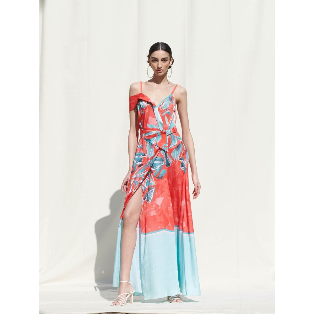 Mandira Wirk Red Printed Crepe Dress