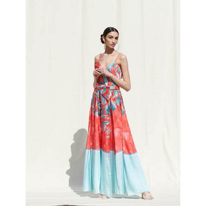 Mandira Wirk Red Printed Crepe Dress