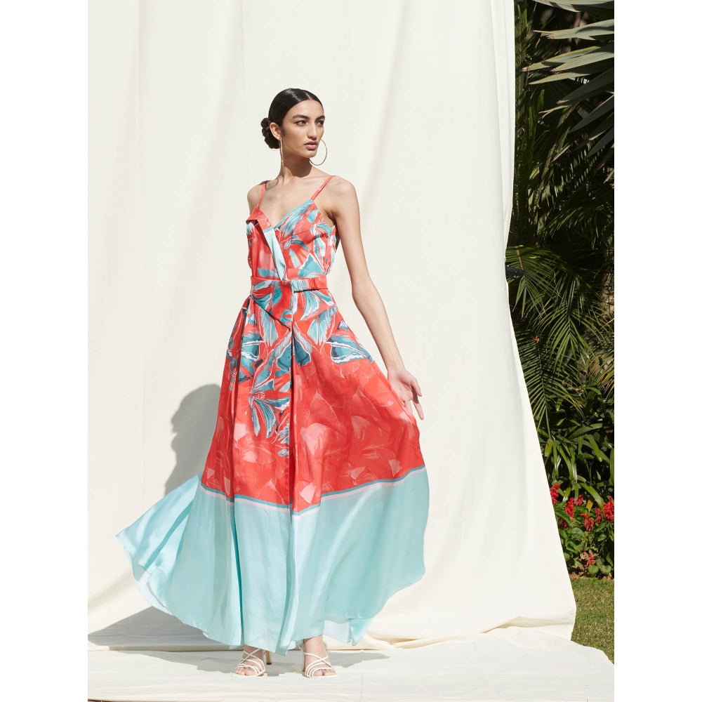 Mandira Wirk Red Printed Crepe Dress