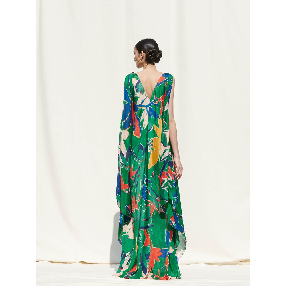 Mandira Wirk Multi-Color Printed Chiffon Kaftan With Slip (Set Of 2)