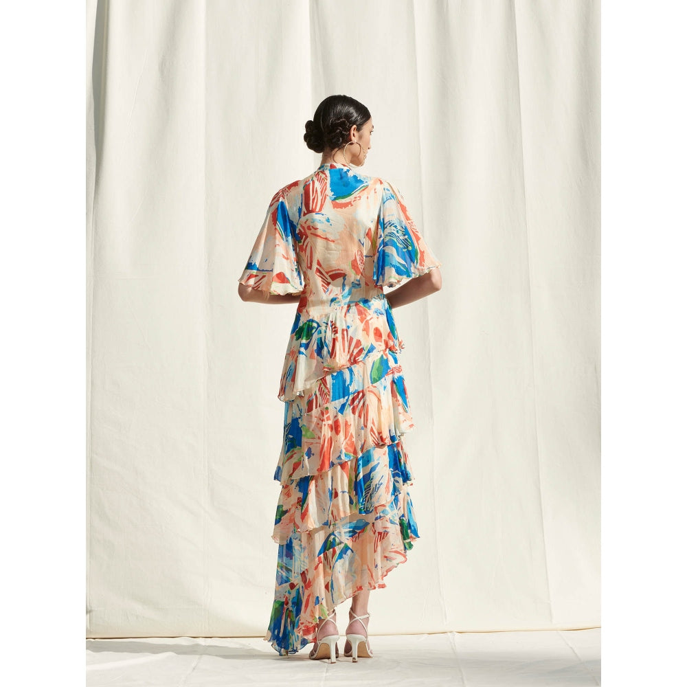Mandira Wirk Multi-Color Printed Chiffon Dress