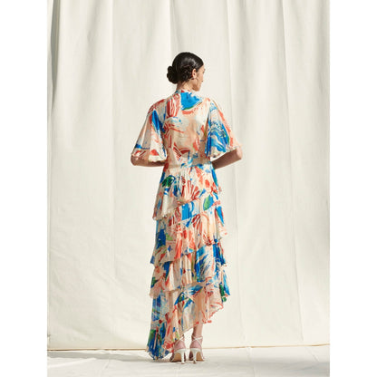 Mandira Wirk Multi-Color Printed Chiffon Dress