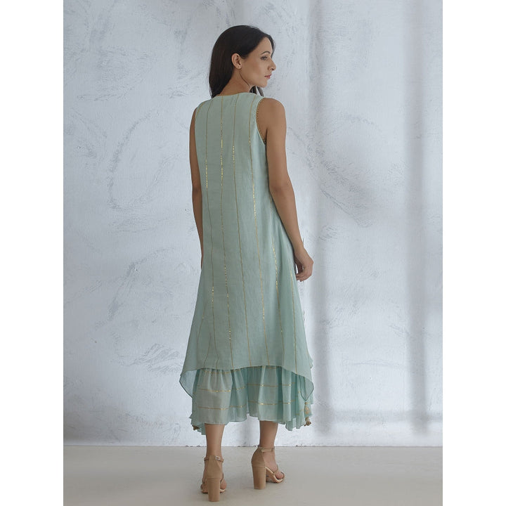 Mandira Wirk Symmetric Pleated Dress With Tassel Detail