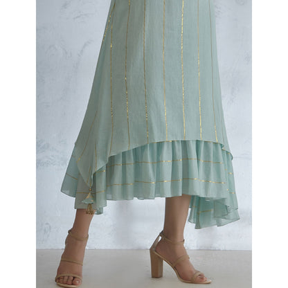 Mandira Wirk Symmetric Pleated Dress With Tassel Detail