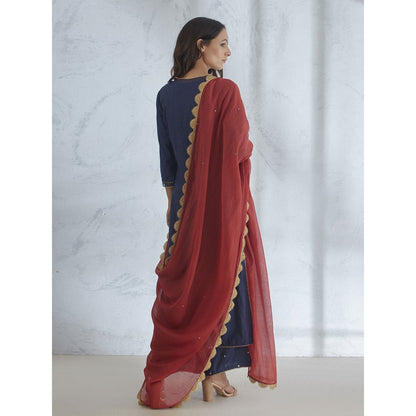 Mandira Wirk Embroidered Gota Kurta With Palazzo And Dupatta (Set of 3)