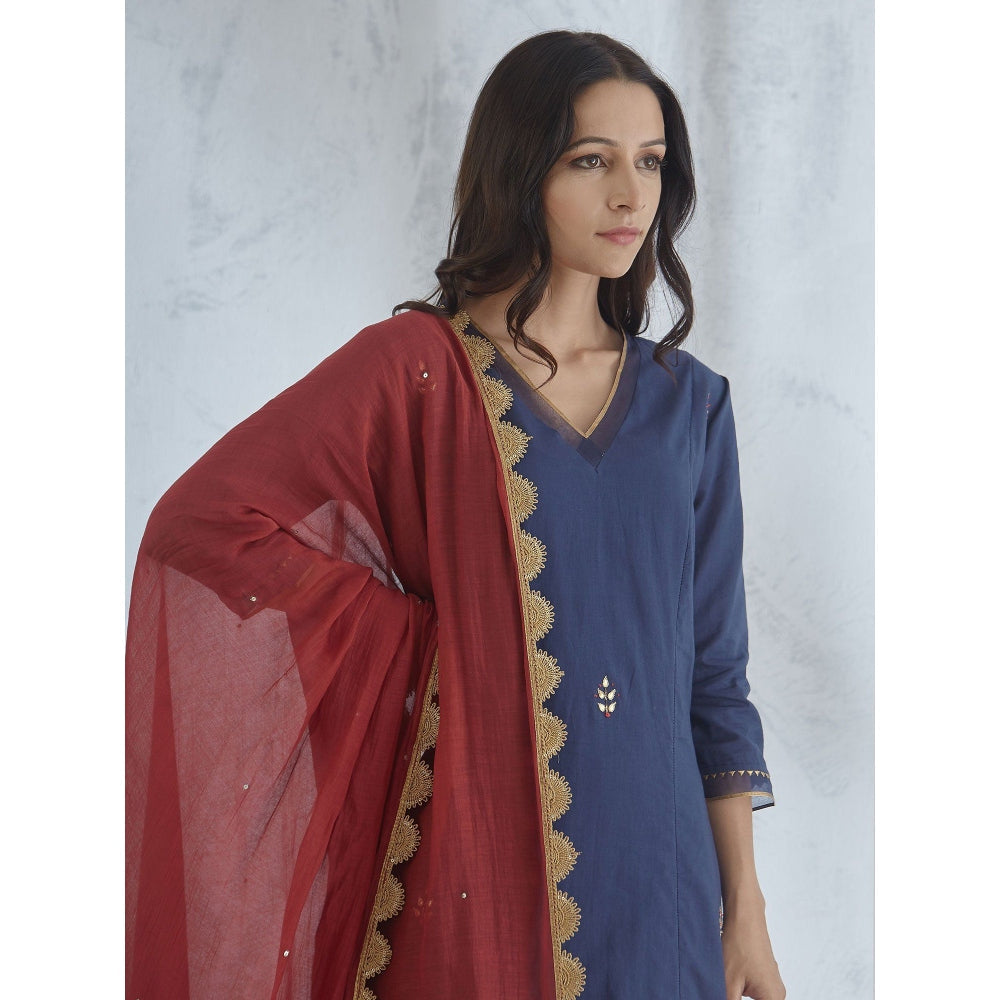 Mandira Wirk Embroidered Gota Kurta With Palazzo And Dupatta (Set of 3)