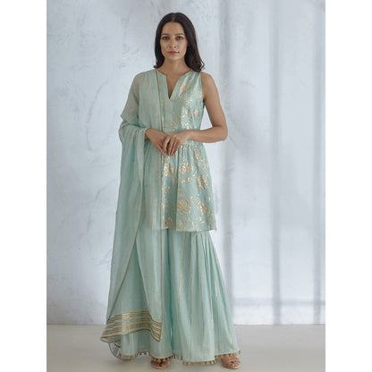 Mandira Wirk Foil Printed Kurta Wth Sharara And Dupatta (Set of 3)