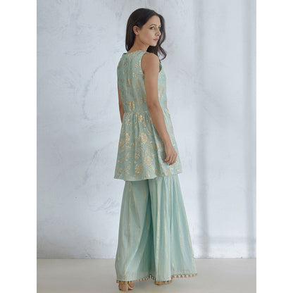 Mandira Wirk Foil Printed Kurta Wth Sharara And Dupatta (Set of 3)