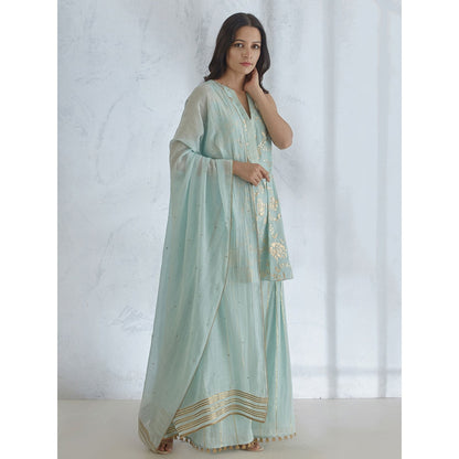 Mandira Wirk Foil Printed Kurta Wth Sharara And Dupatta (Set of 3)