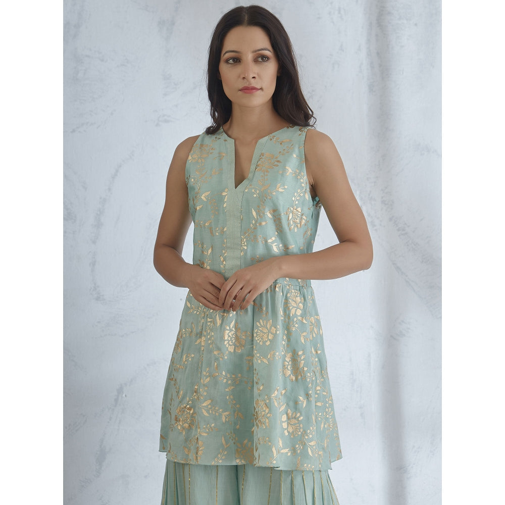 Mandira Wirk Foil Printed Kurta Wth Sharara And Dupatta (Set of 3)