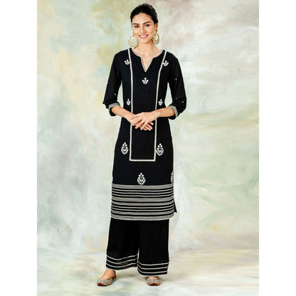 Mandira Wirk Classic Straight Embellished Kurta With Pant And Dupatta (Set of 3)