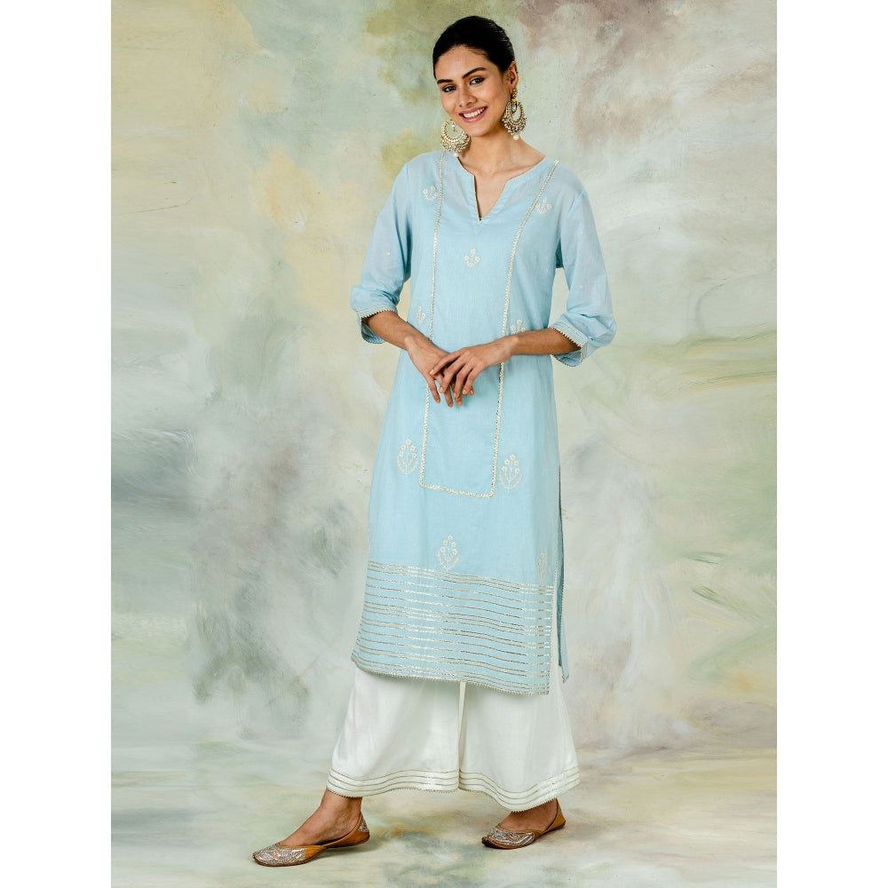 Mandira Wirk Classic Straight Embellished Kurta With Pant And Dupatta (Set of 3)