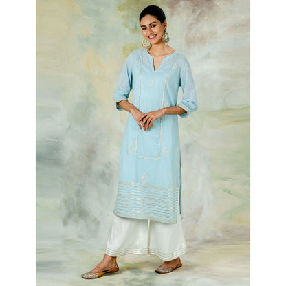 Mandira Wirk Classic Straight Embellished Kurta With Pant And Dupatta (Set of 3)
