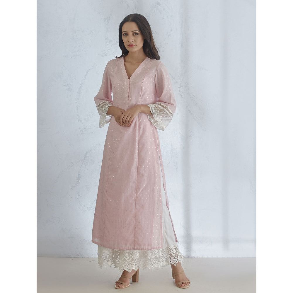 Mandira Wirk Icy Pink Kurta With Palazzo (Set of 2)