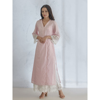 Mandira Wirk Icy Pink Kurta With Palazzo (Set of 2)