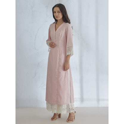Mandira Wirk Icy Pink Kurta With Palazzo (Set of 2)