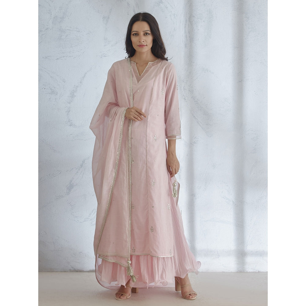 Mandira Wirk Icy Pink Kurta With Palazzo (Set of 2)