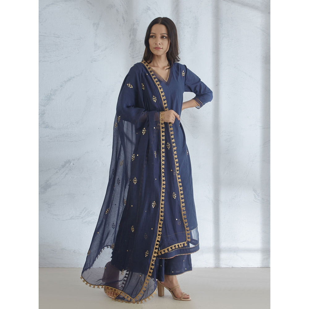 Mandira Wirk Embroidered Gota Kurta With Palazzo And Dupatta (Set of 3)