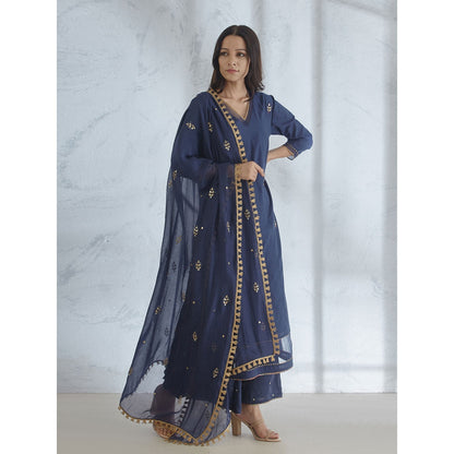 Mandira Wirk Embroidered Gota Kurta With Palazzo And Dupatta (Set of 3)