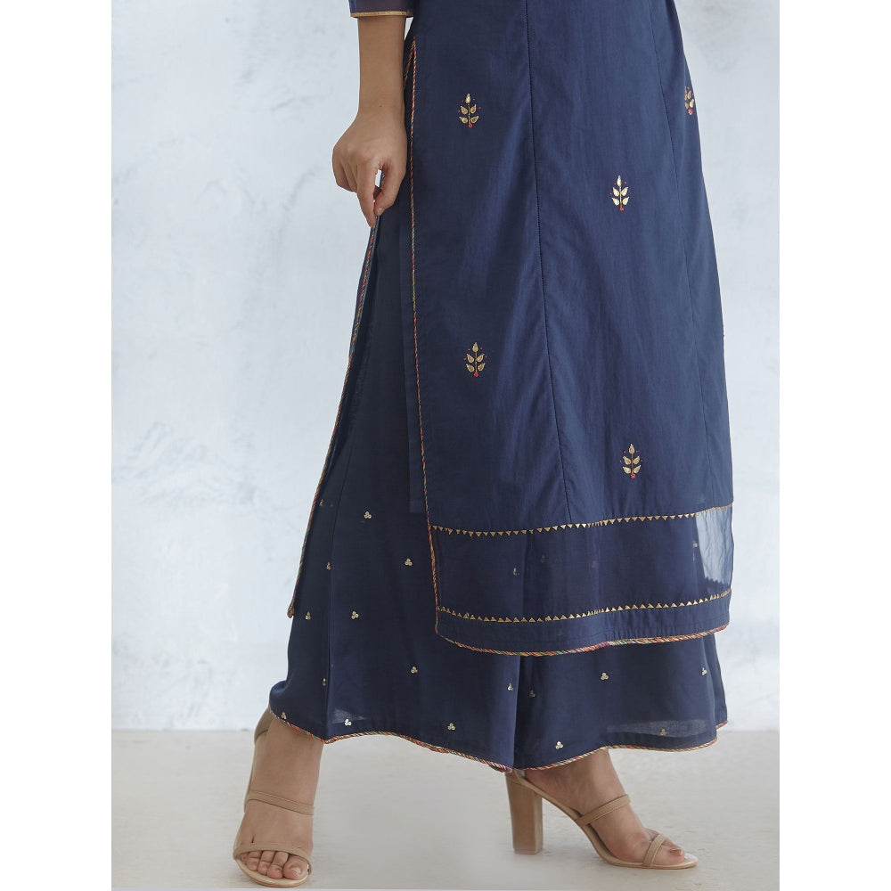 Mandira Wirk Embroidered Gota Kurta With Palazzo And Dupatta (Set of 3)