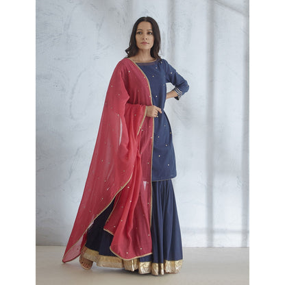 Mandira Wirk Embroidered Gota Kurta With Sharara And Dupatta (Set of 3)