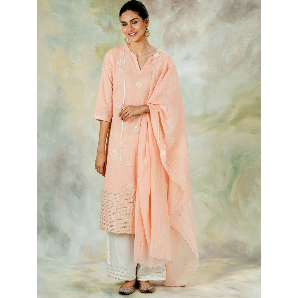 Mandira Wirk Classic Straight Embellished Kurta With Pant And Dupatta (Set of 3)