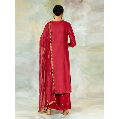 Mandira Wirk Embroidered Gota Kurta With Pant And Dupatta (Set of 3)