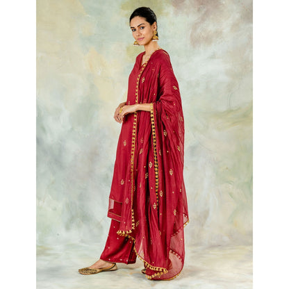 Mandira Wirk Embroidered Gota Kurta With Pant And Dupatta (Set of 3)