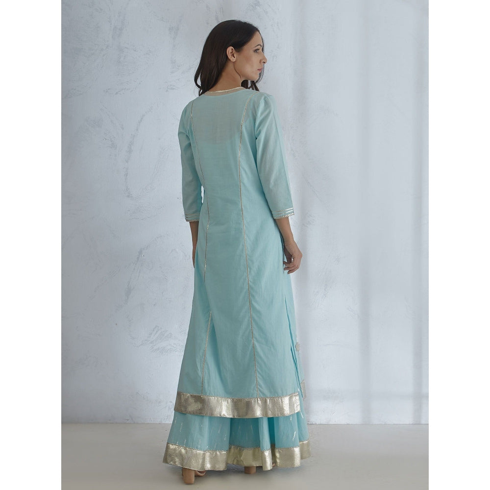 Mandira Wirk Silver Gota Cutwork Kurta With Sharara And Dupatta (Set of 3)