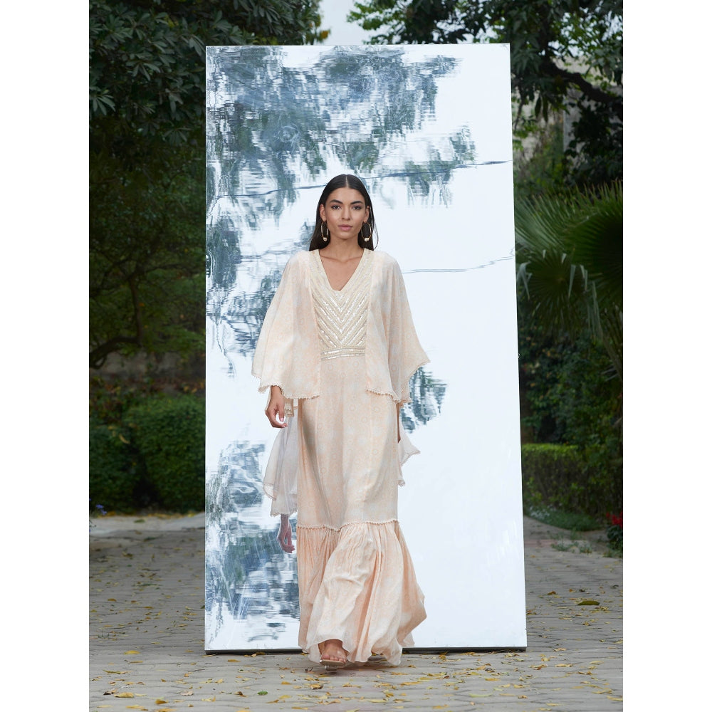 Mandira Wirk Embroidered And Printed Frill Kaftan