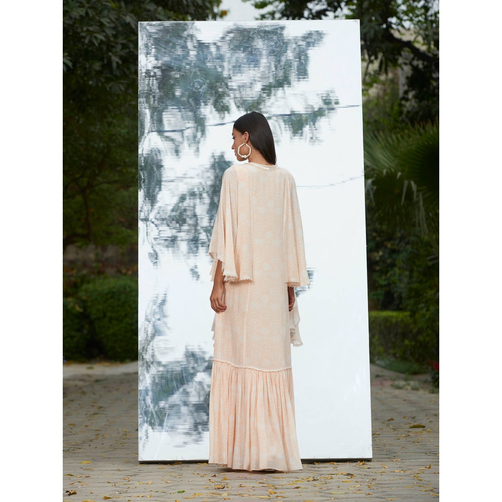 Mandira Wirk Embroidered And Printed Frill Kaftan