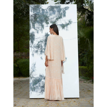 Mandira Wirk Embroidered And Printed Frill Kaftan