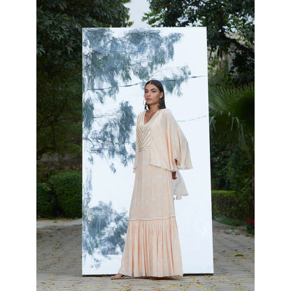 Mandira Wirk Embroidered And Printed Frill Kaftan