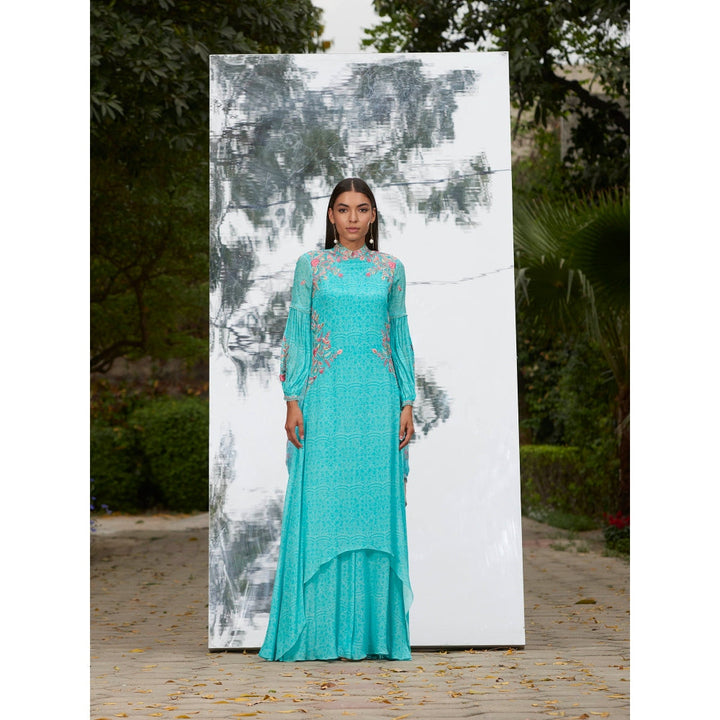 Mandira Wirk Embroidered Printed Assymetrical Dress