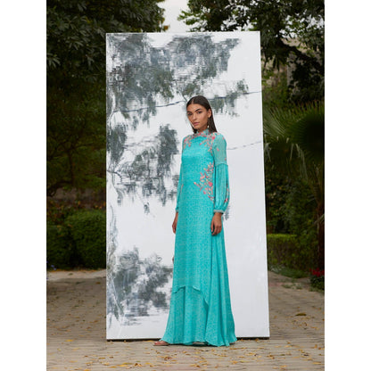 Mandira Wirk Embroidered Printed Assymetrical Dress