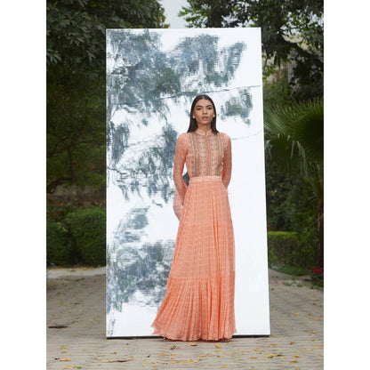 Mandira Wirk Embroidered And Printed Tier Dress