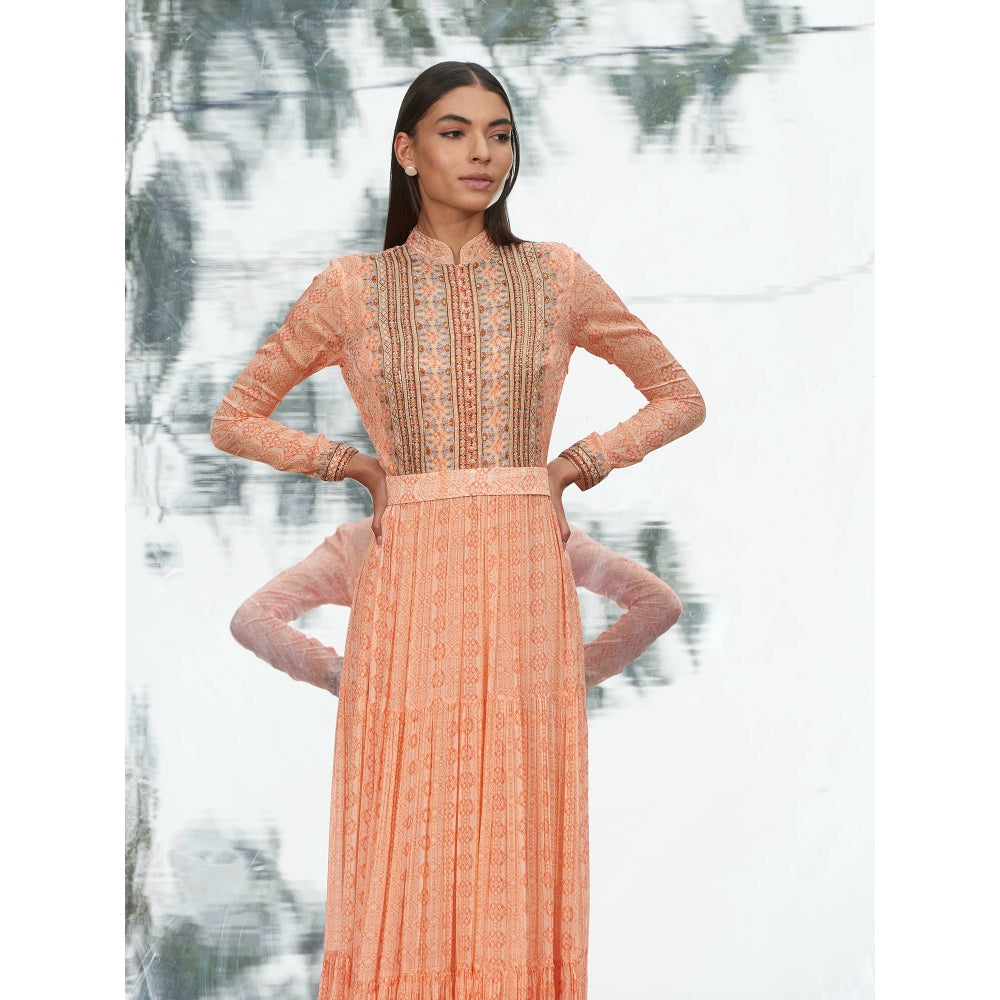 Mandira Wirk Embroidered And Printed Tier Dress