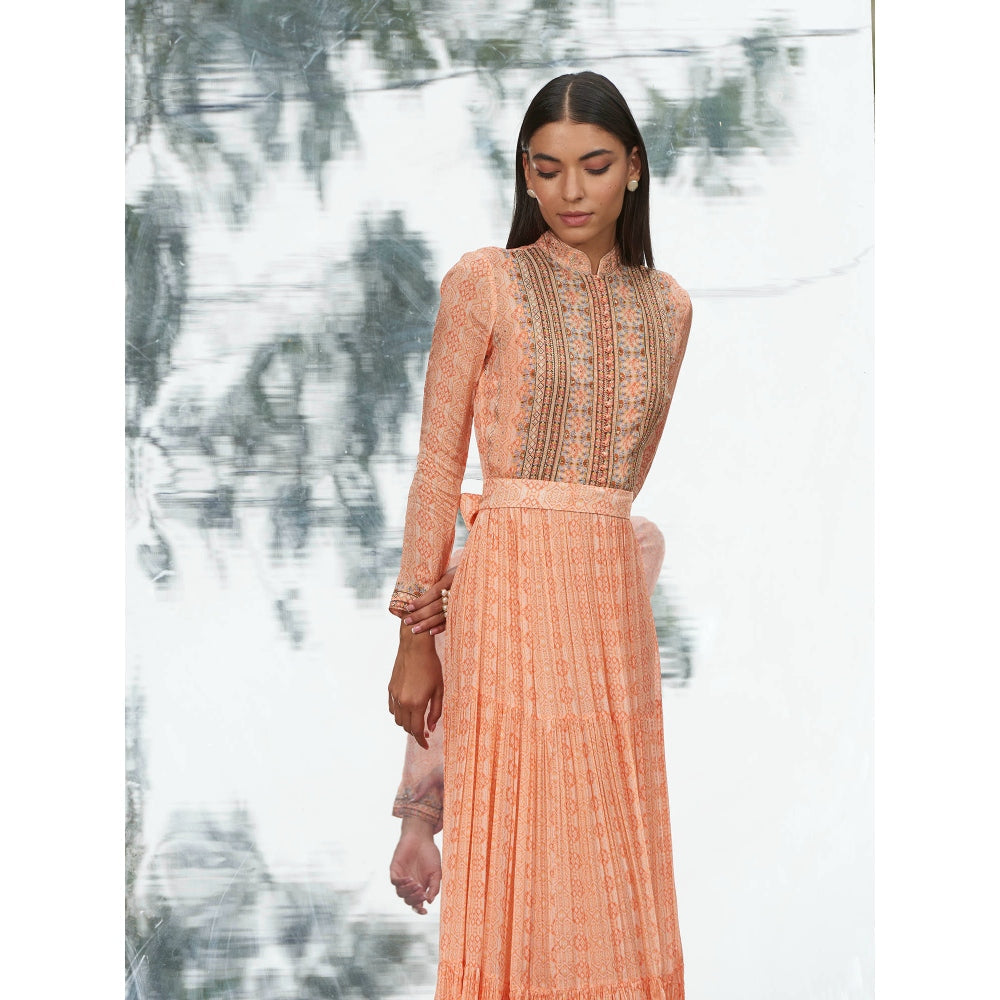 Mandira Wirk Embroidered And Printed Tier Dress
