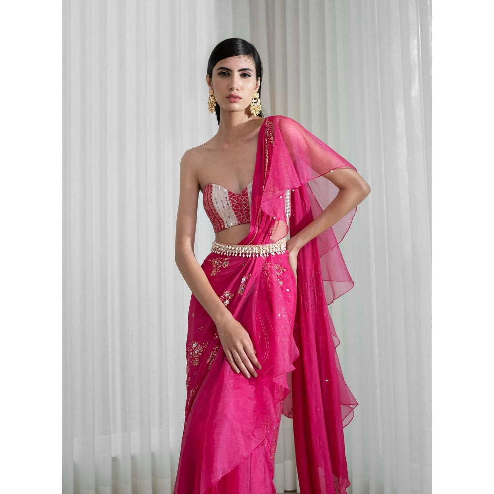 Mandira Wirk Pink Drape Saree with Blouse