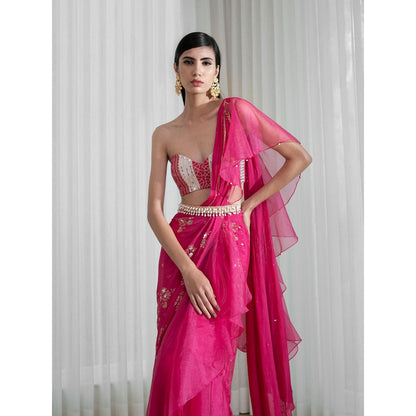 Mandira Wirk Pink Drape Saree with Blouse