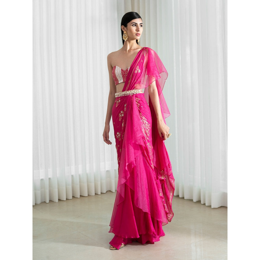 Mandira Wirk Pink Drape Saree with Blouse